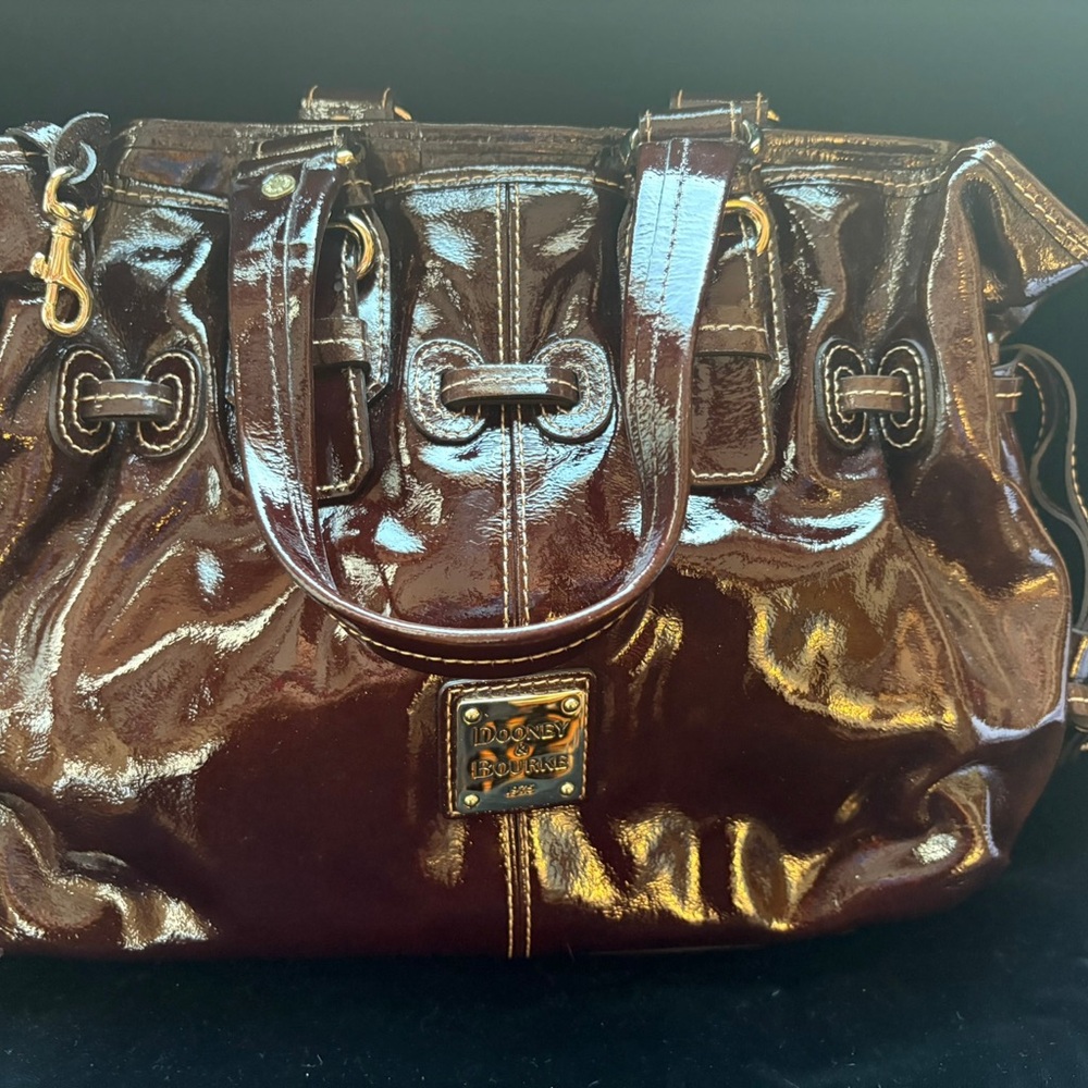 Dooney & Bourke Shiny Brown Leather Shoulder Bag